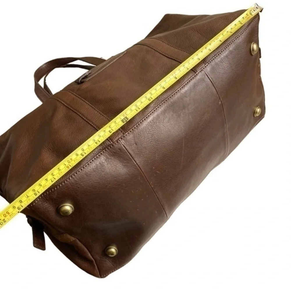 Fossil brown leather duffle travel bag unisex awesome